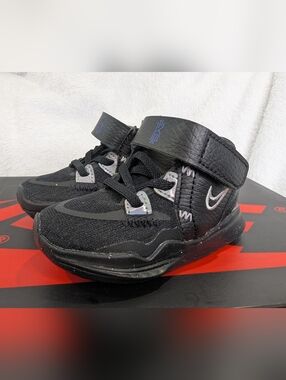 Nike Kids' Black Athletic Sneakers with Hook-and-Loop Strap